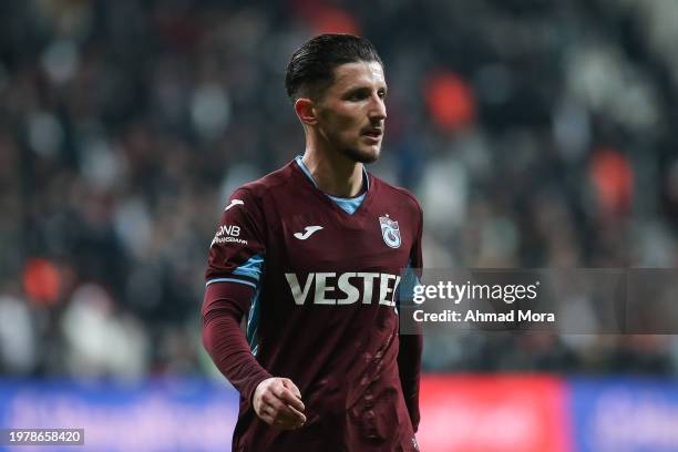 Enis Bardhi of Trabzonspor looks on during the Turkish Super League match between Besiktas and Trabzonspor at Vodafone stadium on February 4, 2024 in...