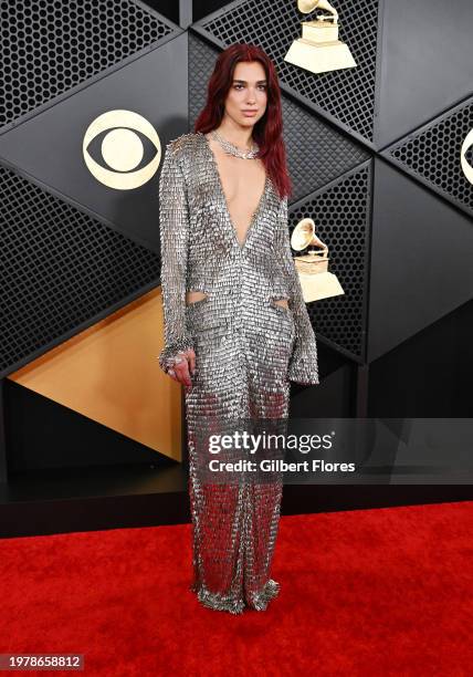 Dua Lipa at the 66th Annual GRAMMY Awards held at Crypto.com Arena on February 4, 2024 in Los Angeles, California.