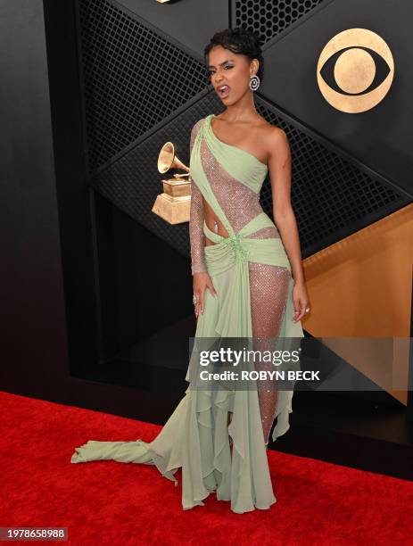 Music video director Vashtie Kola arrives for the 66th Annual Grammy Awards at the Crypto.com Arena in Los Angeles on February 4, 2024.