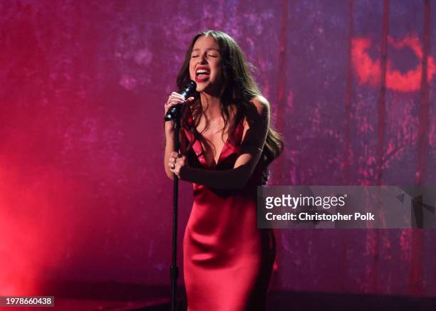 Olivia Rodrigo performs onstage at the 66th Annual GRAMMY Awards held at Crypto.com Arena on February 4, 2024 in Los Angeles, California.