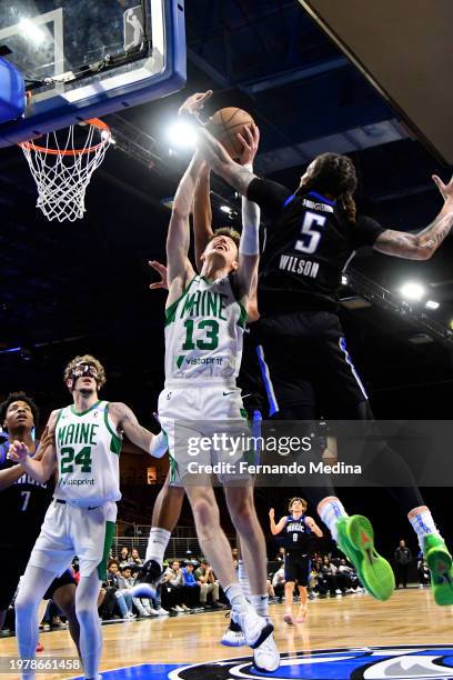 Drew Peterson of the Maine Celtics rebounds the ball during the game against the Osceola Magic during the game on February 4, 2024 at Silver Spurs...