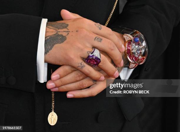 Colombian singer Maluma arrives for the 66th Annual Grammy Awards at the Crypto.com Arena in Los Angeles on February 4, 2024.