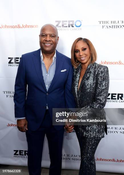 Rodney Peete and Holly Robinson Peete attend the 8th Annual Blue Jacket Fashion Show at Moonlight Studios on February 01, 2024 in New York City.