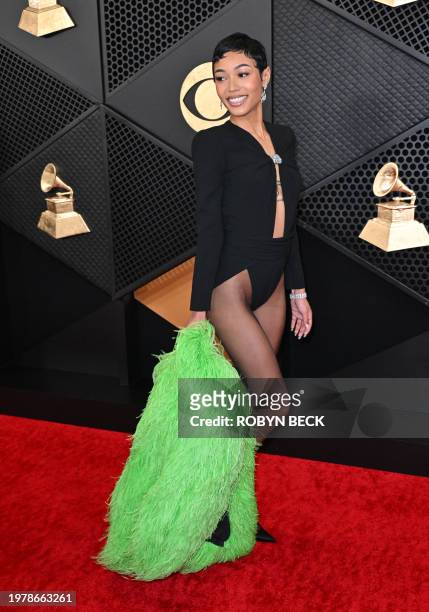 Singer Coi Leray arrives for the 66th Annual Grammy Awards at the Crypto.com Arena in Los Angeles on February 4, 2024.