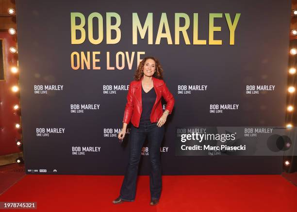 Marie-Sophie Lacarrau attends the Paris Premiere of "Bob Marley: One Love" at Le Grand Rex on February 01 in Paris, France.