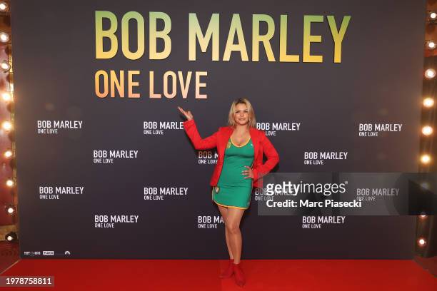 Séverine Ferrer attends the Paris Premiere of "Bob Marley: One Love" at Le Grand Rex on February 01 in Paris, France.
