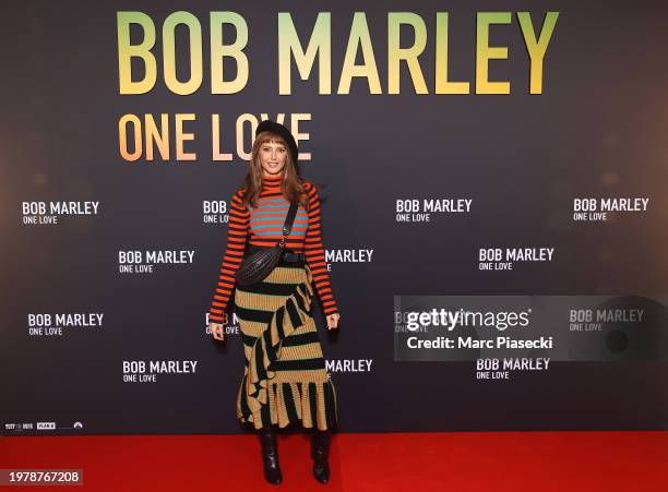 Frédérique Bel attends the Paris Premiere of "Bob Marley: One Love" at Le Grand Rex on February 01 in Paris, France.