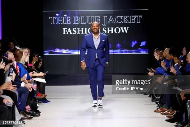 Rodney Peete walks the runway wearing The Privelege during the 8th Annual Blue Jacket Fashion Show at Moonlight Studios on February 01, 2024 in New...