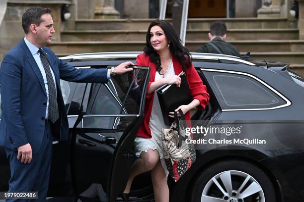 Deputy First Minister of Northern Ireland, Emma Little-Pengelly, arrives at Stormont Castle on February 5, 2024 in Belfast, Northern Ireland. After a...