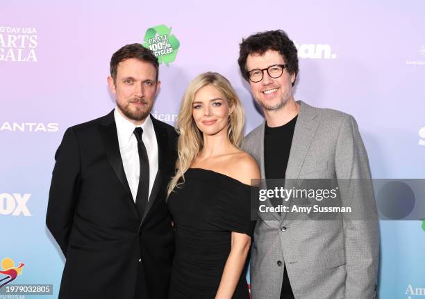 Matt Bettinelli-Olpin, Samara Weaving and Tyler Gillett attend the 21st Annual G'Day USA Arts Gala at Skirball Cultural Center on February 01, 2024...