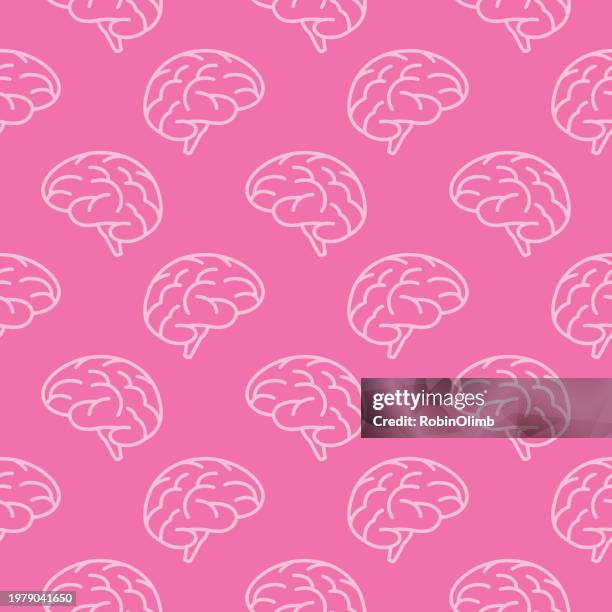 pink brains seamless pattern - hot pink stock illustrations
