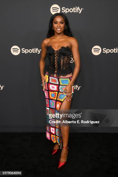 Coco Jones attends the 2024 Spotify Best New Artist Party at Paramount Studios on February 01, 2024 in Los Angeles, California.