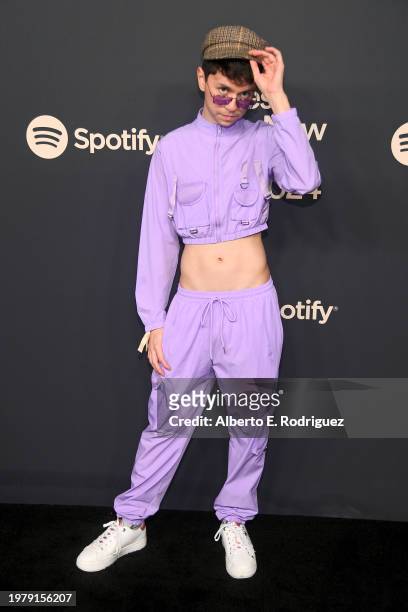 Mikey Angelo attends the 2024 Spotify Best New Artist Party at Paramount Studios on February 01, 2024 in Los Angeles, California.