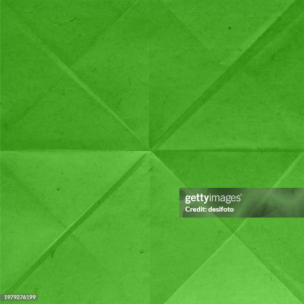 bright parrot green coloured folded creased paper square shaped vector backgrounds with folds, and crease marks like a plain blank empty origami paper sheet page - separate garbage stock illustrations