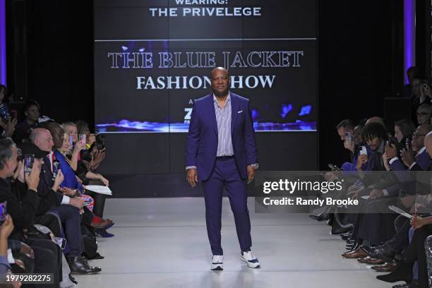 Rodney Peete walks the runway during the 8th Annual Blue Jacket Fashion Show at Moonlight Studios on February 01, 2024 in New York City.