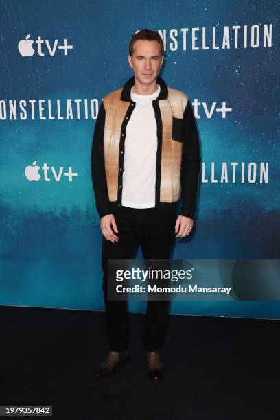 James D'Arcy attends AppleTV+ new drama series "Constellation" photo call at Four Seasons Hotel Los Angeles at Beverly Hills on February 01, 2024 in...