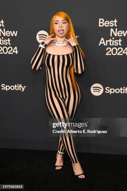 Ice Spice attends the 2024 Spotify Best New Artist Party at Paramount Studios on February 01, 2024 in Los Angeles, California.
