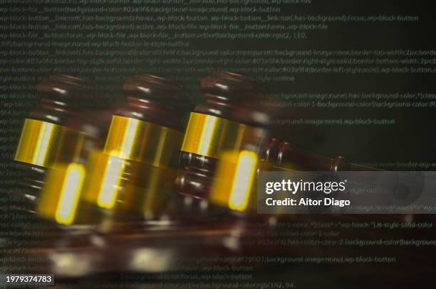 ai chatbot technology. judge's gavel in movement with a virtual text - virtual auction stock pictures, royalty-free photos & images