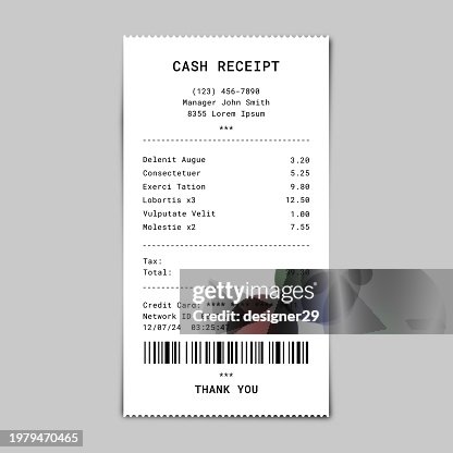 Realistic Recipt Realistic Receipt Vector Design High-Res Vector Graphic - Getty Images