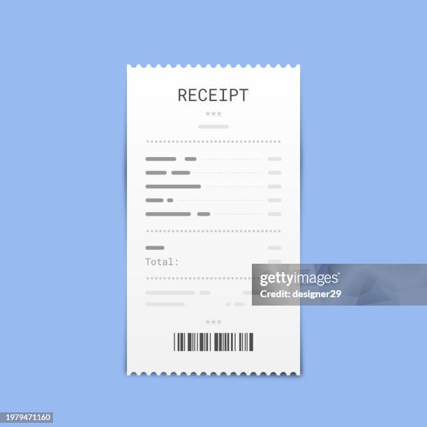 realistic receipt of sale vector design on color background. - bill receipt stock illustrations