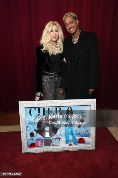 Cher and Alexander Edwards attend the Warner Music Group Pre-Grammy Party at Citizen News Hollywood on February 01, 2024 in Los Angeles, California.