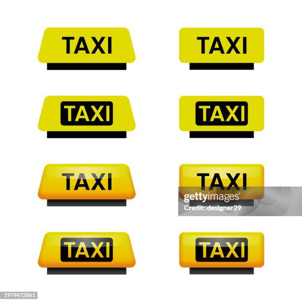 taxi sign vector set. - taxi logo stock illustrations