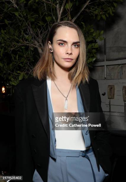 Cara Delevingne attends Spotify's 2024 Best New Artist Party at Paramount Studios on February 01, 2024 in Los Angeles, California.