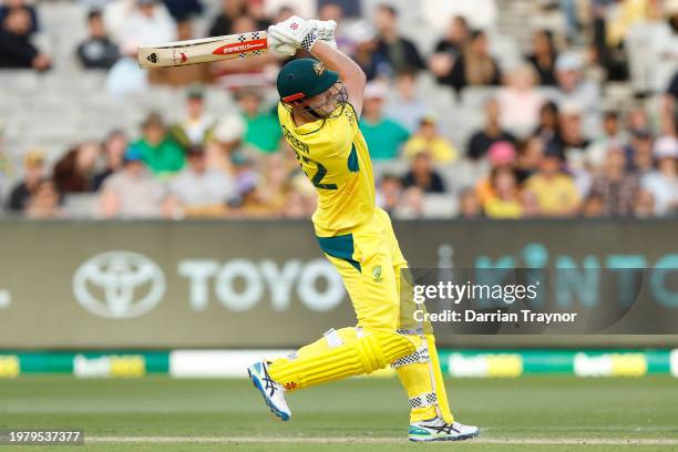 Cameron Green of Australia bats during game one of the One Day International series between Australia and West Indies at Melbourne Cricket Ground on...