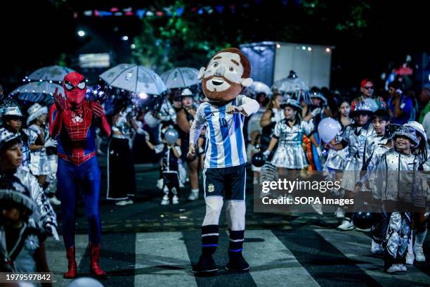 Man dressed in a Messi costume seen during the Buenos Aires Carnival. The 2024 Buenos Aires Carnival, known as "Carnaval Porteño 2024," is held...
