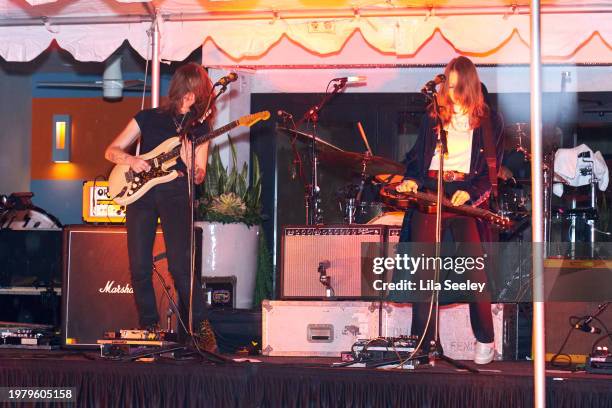 Rebecca Lovell and Megan Lovell of Larkin Poe perform onstage during Morrison Hotel Gallery and Stand Together Music's The GRAMMY Party Celebrating...