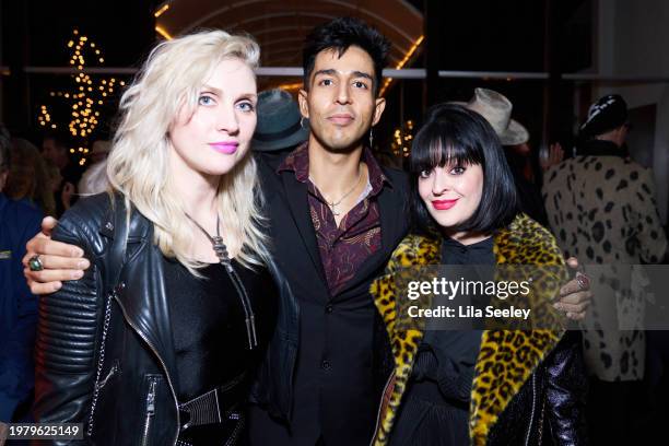 Liz Rhodes, Oscar Estrada, and Jenny Atwood Smith attend Morrison Hotel Gallery and Stand Together Music's The GRAMMY Party Celebrating the Legacy...