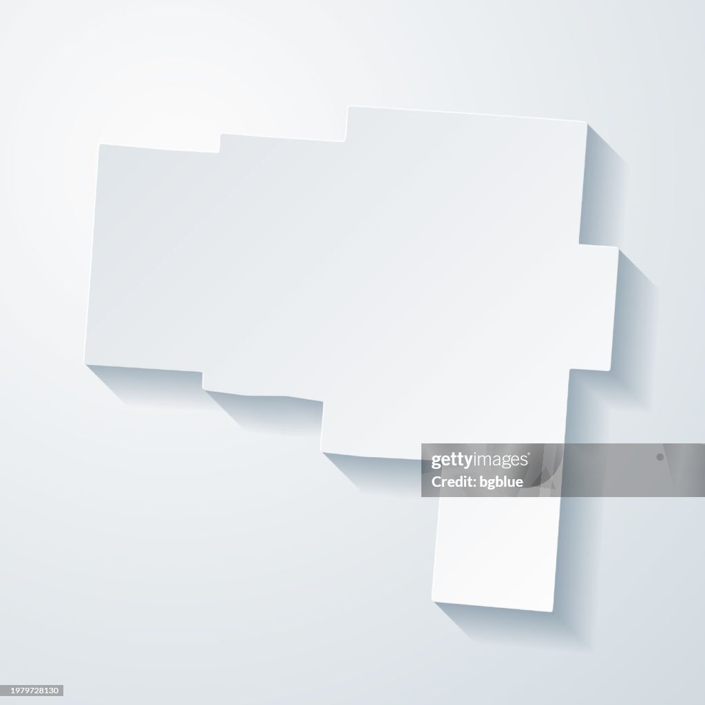 Vinton County, Ohio. Map with paper cut effect on blank background