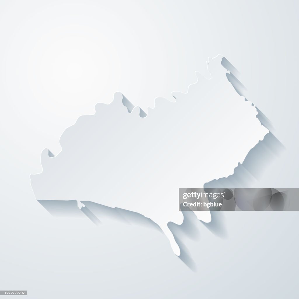 Hamblen County, Tennessee. Map with paper cut effect on blank background
