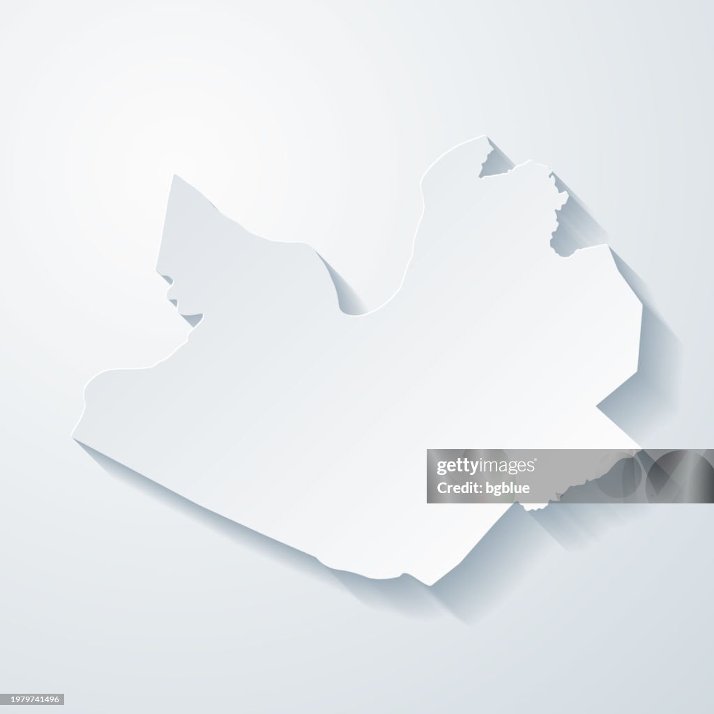 Daviess County, Kentucky. Map with paper cut effect on blank background