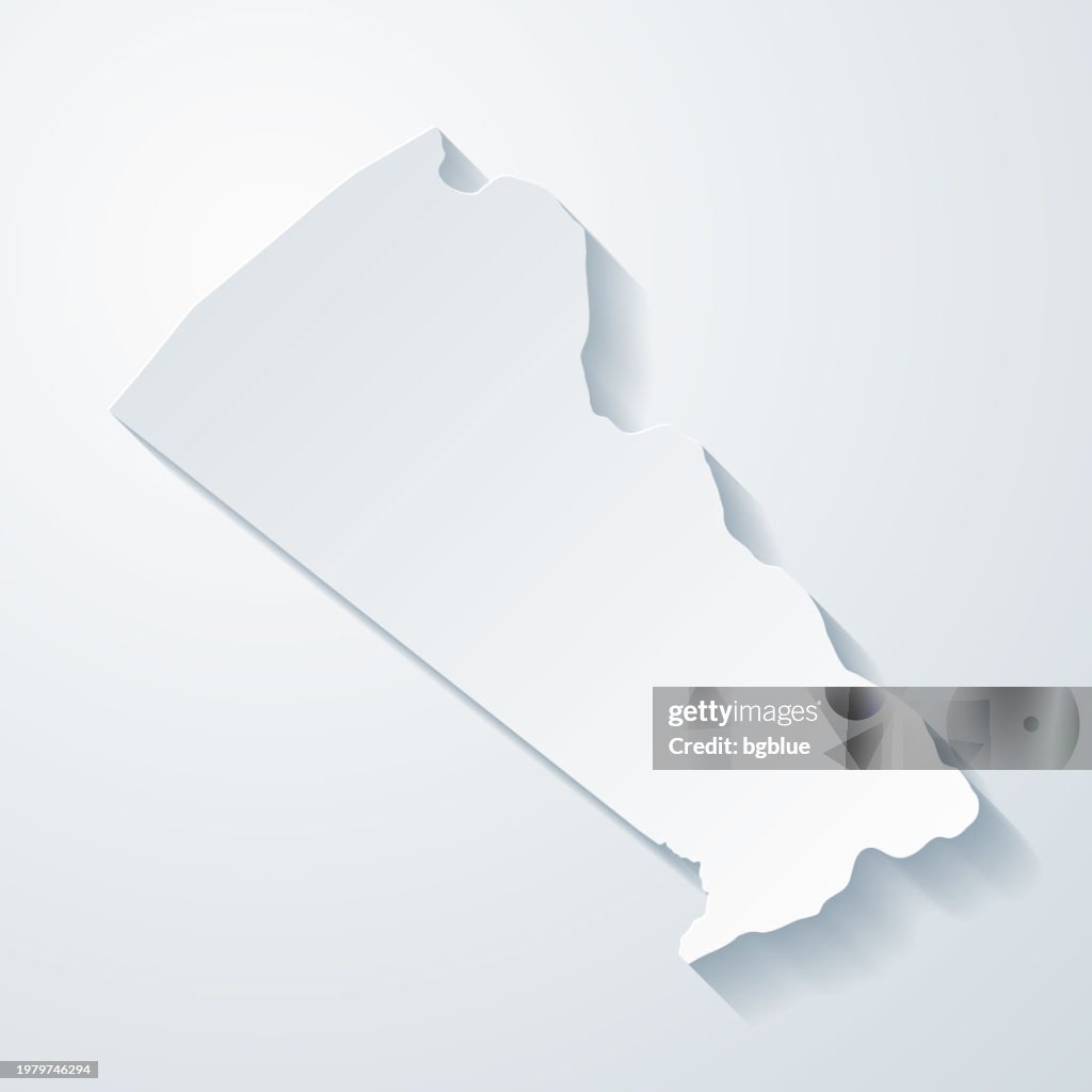 Bucks County, Pennsylvania. Map with paper cut effect on blank background
