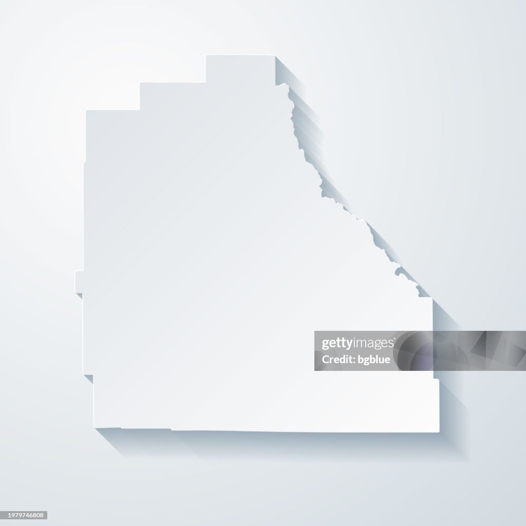 Sublette County, Wyoming. Map with paper cut effect on blank background