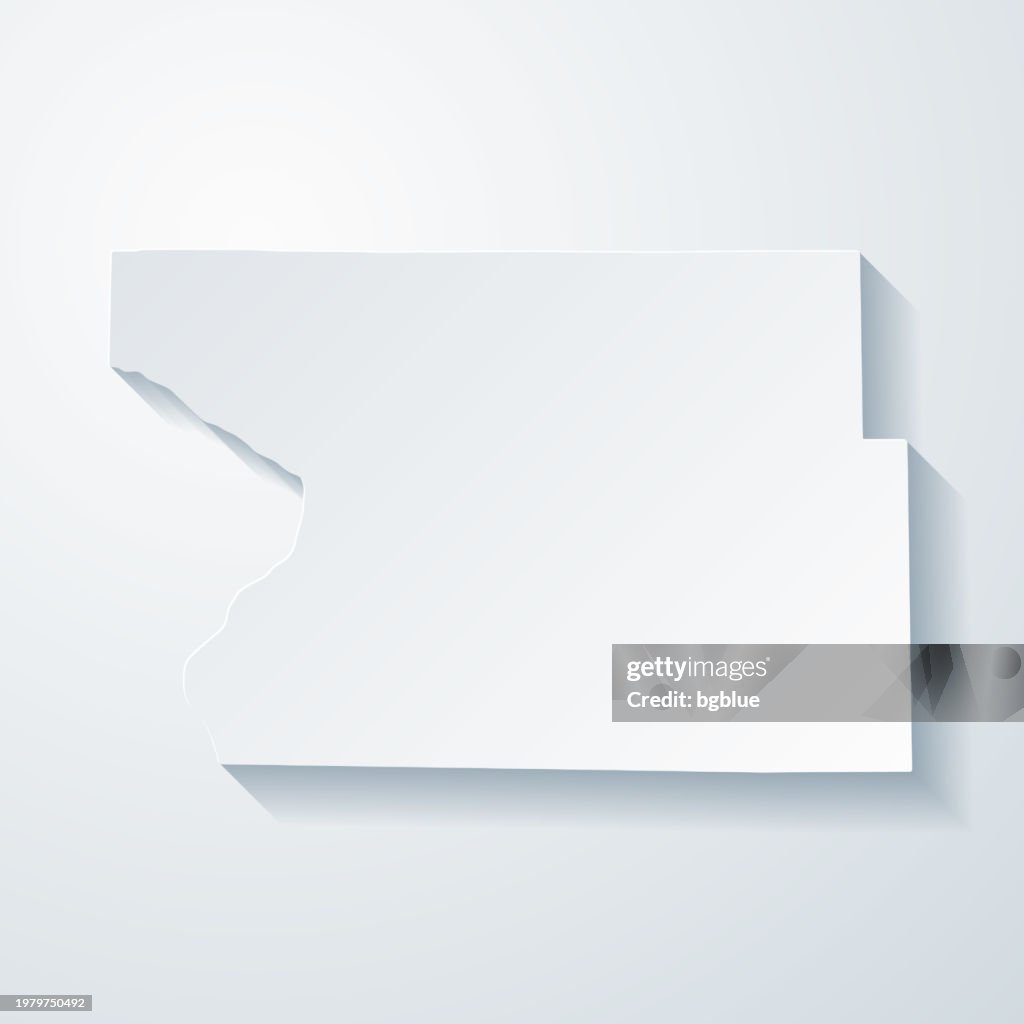 Madison County, Illinois. Map with paper cut effect on blank background