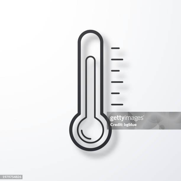 thermometer. line icon with shadow on white background - fahrenheit stock illustrations