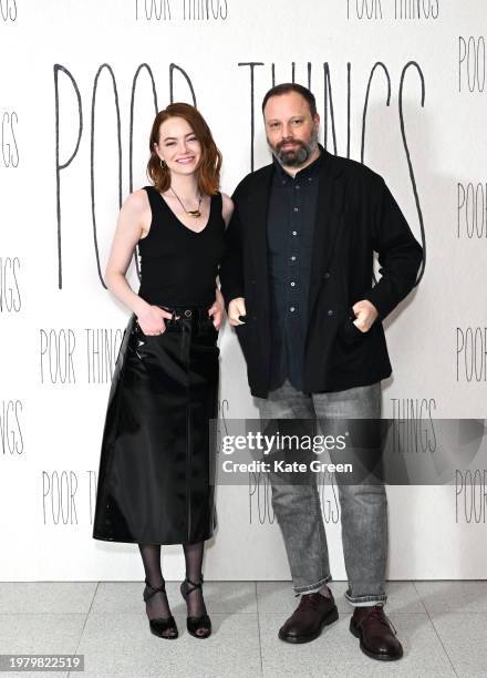Emma Stone and director Yorgos Lanthimos attend a UK Special Screening of Searchlight Pictures', 'Poor Things' at Odeon West End on February 01, 2024...