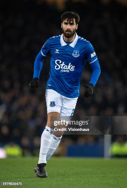 Andre Gomes of Everton in action during the Emirates FA Cup Third Round Replay match between Everton and Crystal Palace at Goodison Park on January...