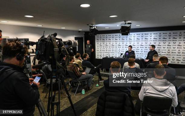 Assistant Head Coach Jason Tindall speaks to media during the Newcastle United Press Conference at the Newcastle United Training Centre on February...