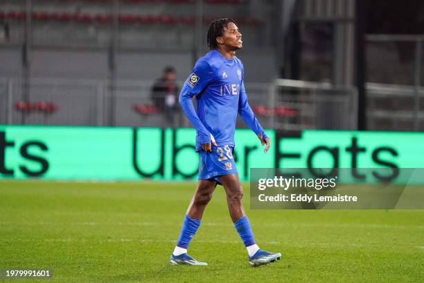 Hicham BOUDAOUI of Nice during the Ligue 1 Uber Eats between Stade Brestois 29 and Olympique Gymnaste Club Nice at Stade Francis Le Ble on February...