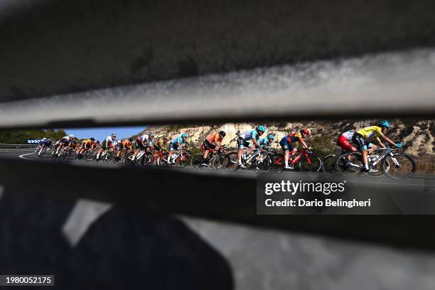 Simone Consonni of Italy and Team Lidl - Trek, Alessandro Tonelli of Italy and Team VF Group-Bardiani CSF - Yellow Leader Jersey and a general view...