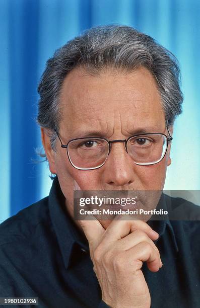 Singer-songwriter, cabaret artist, pianist, actor, screenwriter Enzo Jannacci during a photo shoot for the Italian Song Festival. Sanremo , 1991