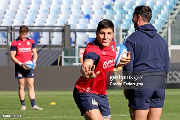 Juan Ignacio Brex of Italy attends a training session at Stadio Olimpico on February 02, 2024 in Rome, Italy.