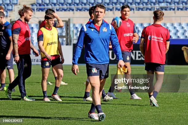 Paolo Garbisi of Italy attends a training session at Stadio Olimpico on February 02, 2024 in Rome, Italy.