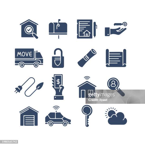 flex icon set for house relocation - home sweet home stock illustrations