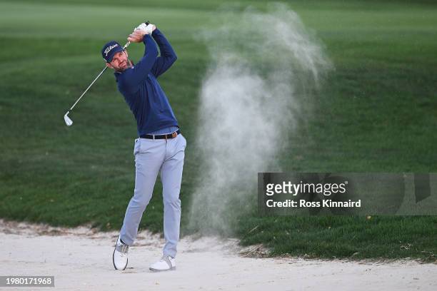 Scott Jamieson of Scotland plays his second shot on the ninth hole during Day Two of the Bahrain Championship presented by Bapco Energies at Royal...