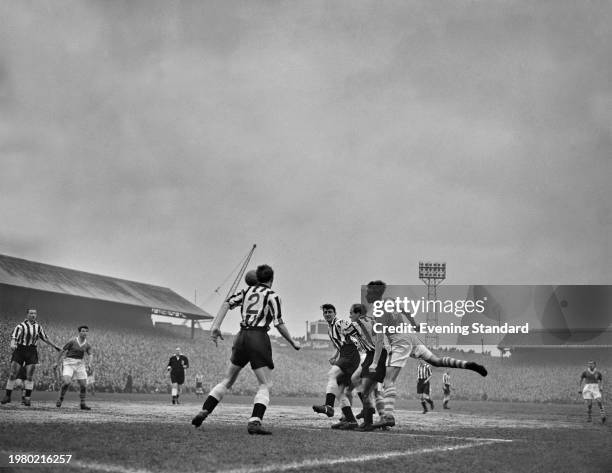 Newcastle players defend an attack from Millwall during the fourth round match of the FA Cup, between Millwall and Newcastle United, at The Den on...