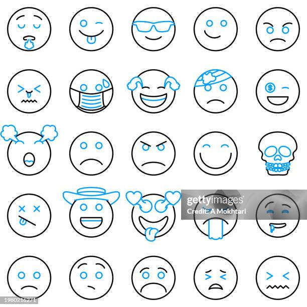 emoticons line icon. - cowboy hat clipart stock illustrations